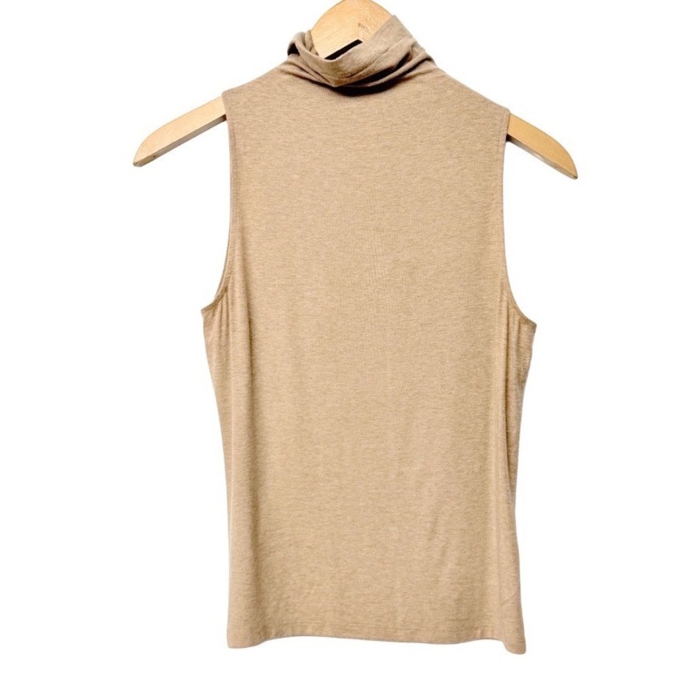 Vince Sleeveless Modal Turtleneck Top Women Small Tan Stretch Minimalist Basic - Picture 8 of 10